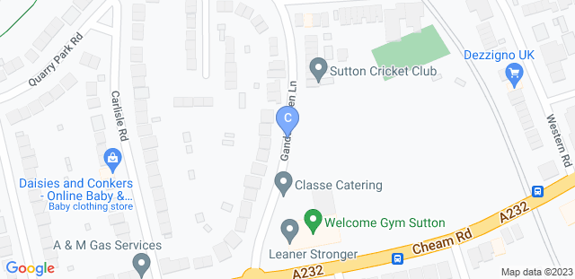 Map to Carlson Gracie Sutton and Carshalton